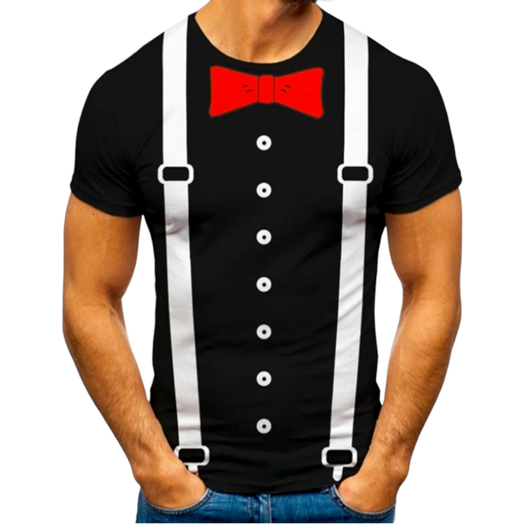 Suspenders and Bow Tie Funny Fake Tshirt